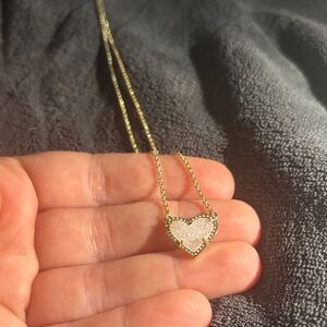 Ari Heart Gold Pendant Necklace in Iridescent Drusy